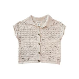 cochet knit button up short sleeve - size XS